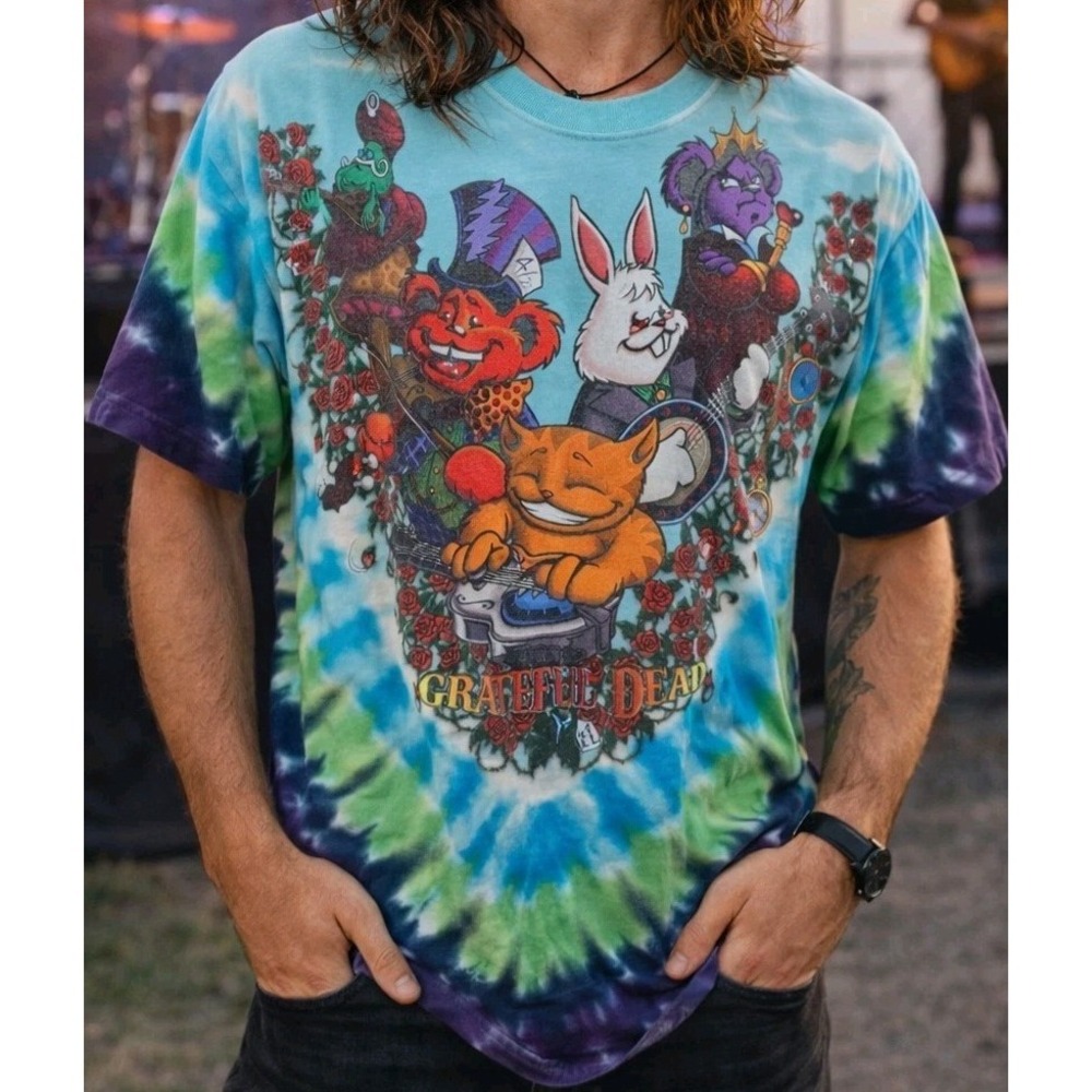 Liquid Blue Grateful Dead Wonderland Jam Band Tie Dye Shirt Mens M Tag Faded